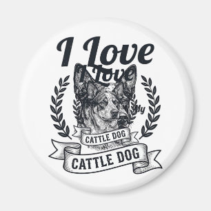 Aimant J'aime mon chien de troupeau design de gravure vin