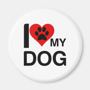 AIMANT J'AIME MON CHIEN EMPREINTE DE PATTE