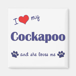 Aimant J'aime mon Cockapoo (le chien femelle)