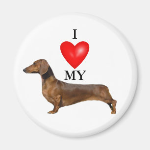 Aimant J'Aime Mon Coeur Rouge Dachshund
