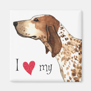 Aimant J'aime mon Coonhound de l'anglais américain