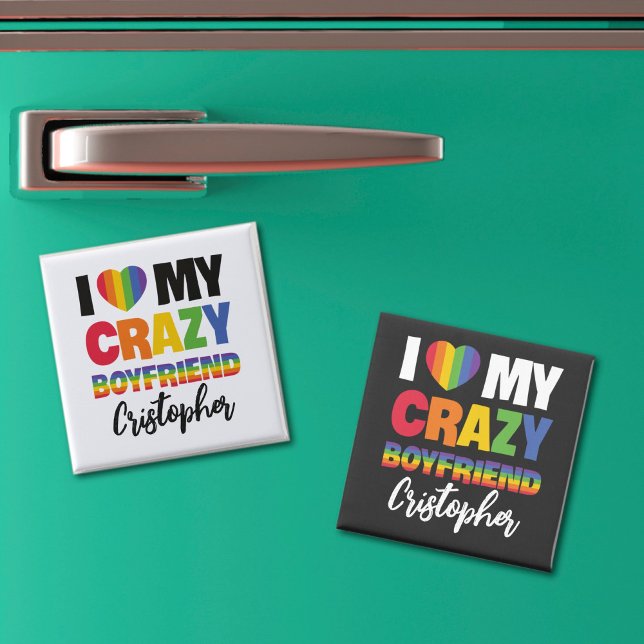 Aimant J'aime mon copain fou rainbow pride nom lgbtq (Créateur téléchargé)