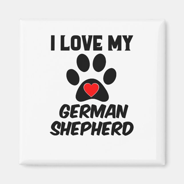 Aimant J'Aime Mon Grand Paw Red Heart Allemand Shepera Bl (Devant)