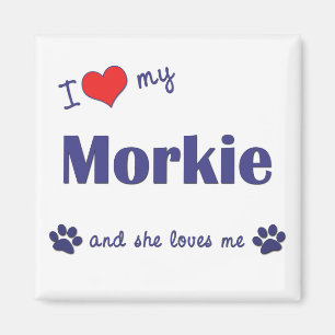 Aimant J'Aime Mon Morkie (Chien Féminin)