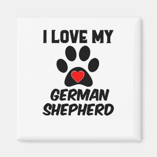 Aimant J'aime mon noir rouge de Sheperd d'Allemand de