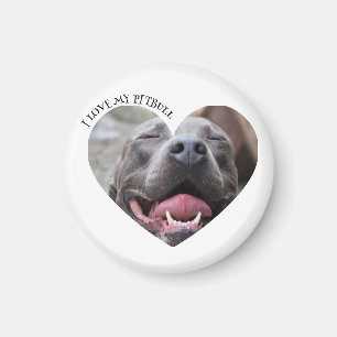 Aimant J'aime mon pitbull chien photo personnalisée