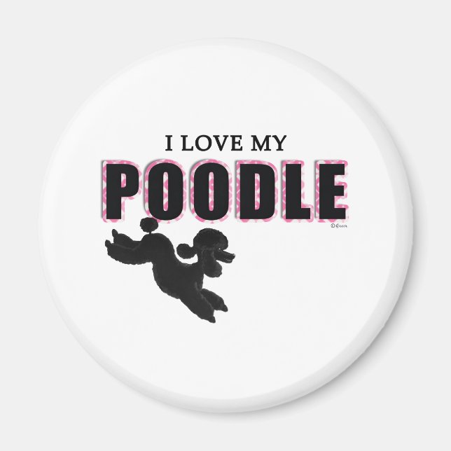 Aimant J'Aime Mon Poodle Noir (Devant)