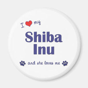 Aimant J'Aime Mon Shiba Inu (Chien Féminin)