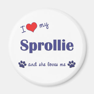 Aimant J'aime mon Sprollie (le chien femelle)