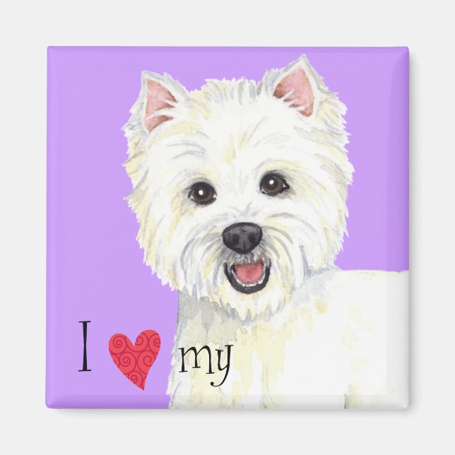 Aimant J'aime mon Westie (Devant)