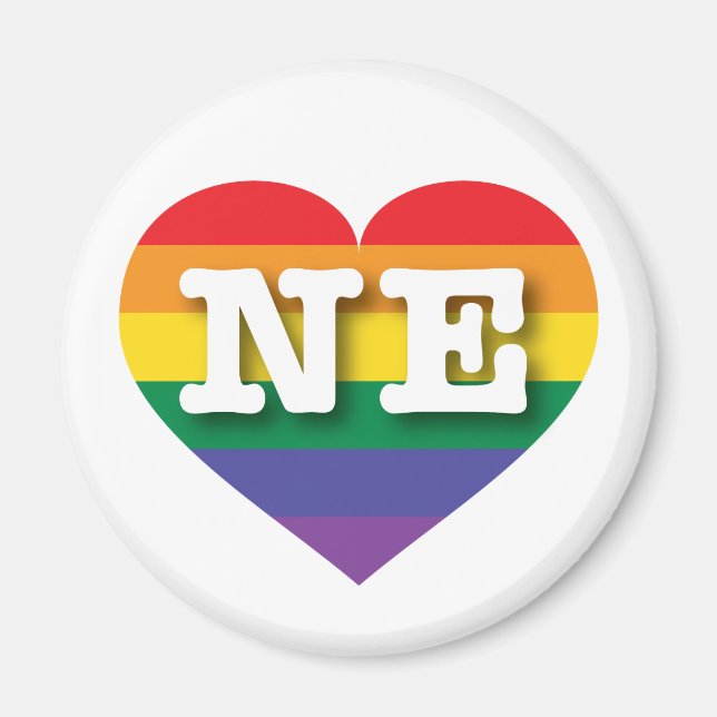Aimant J'aime Nebraska Gay pride Rainbow Heart (Devant)