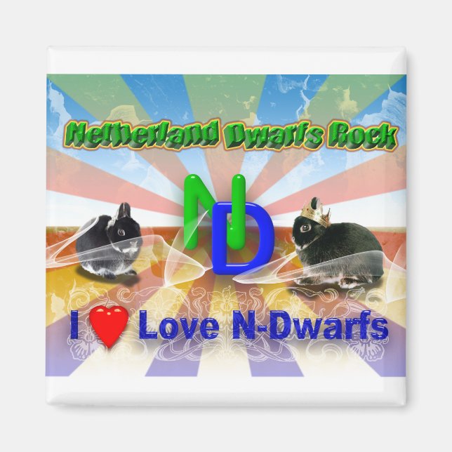 Aimant J'aime Netherland Dwarf Bunnies (Devant)