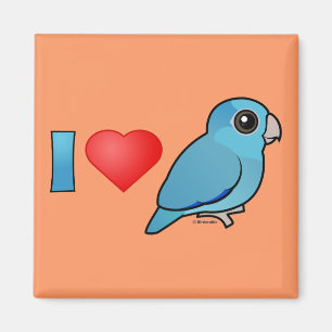 Aimant J'aime Parrotlets Pacifique (bleu)
