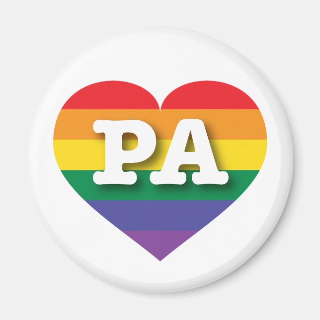Aimant J'aime Pennsylvania Gay pride Rainbow Heart (Devant)