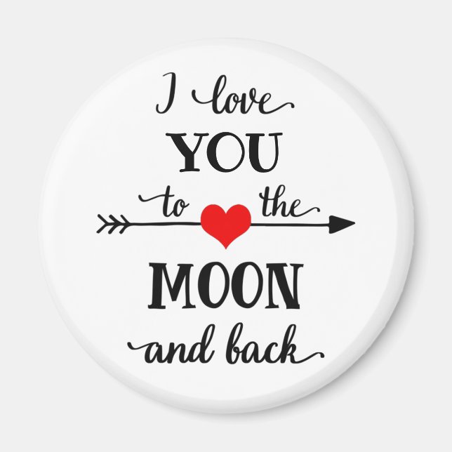 Aimant J'aime personnalisée à la lune et au retour (Devant)