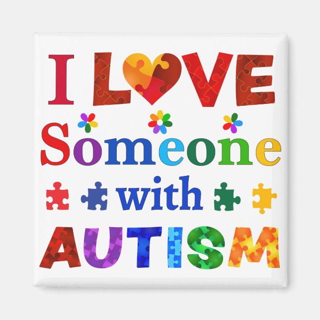 Aimant J'aime quelqu'un avec AUTISM (Devant)