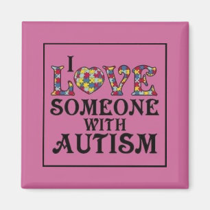 Aimant "J'aime quelqu'un avec l'autisme "