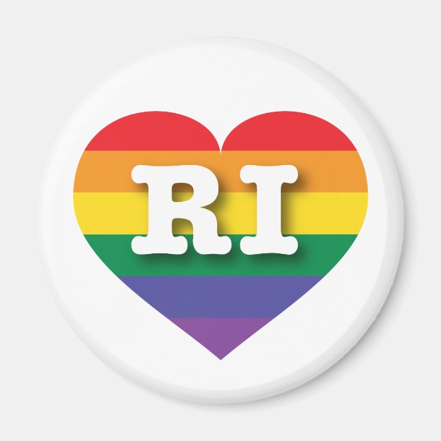 Aimant J'aime Rhode Island Gay pride Rainbow Heart (Devant)