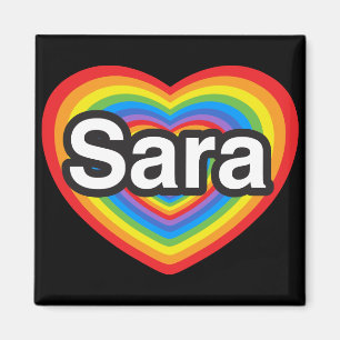 Aimant J'aime Sara. Je t'aime Sara. Coeur