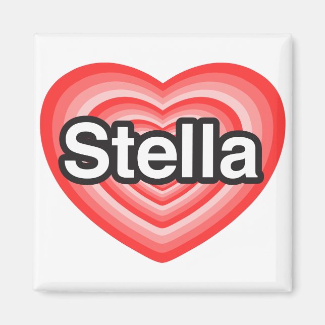 Aimant J'aime Stella. Je t'aime Stella. Cœur (Devant)