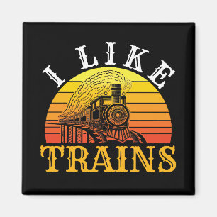 Aimant J'Aime Trains Retro Train Lover
