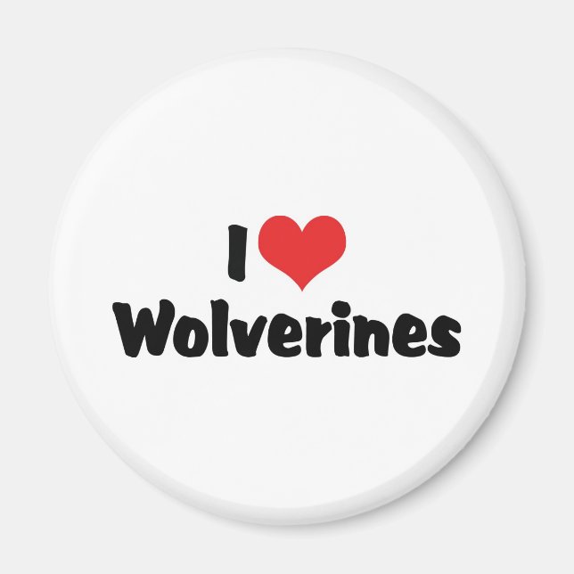 Aimant J'aime Wolverines de cœur (Devant)