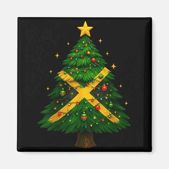 Aimant Jamaican Christmas Tree Design, Festive Holiday Gr (Devant)
