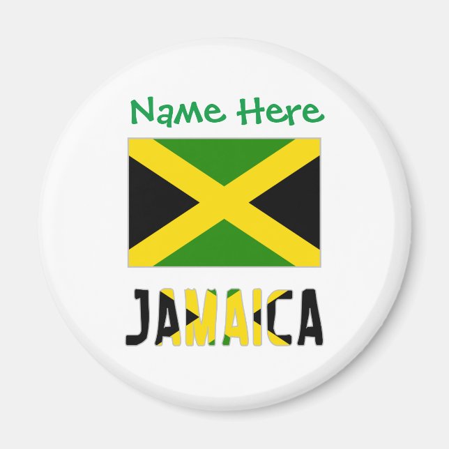 Aimant Jamaïque Jamaïque Drapeau vert ronde de personnali (Devant)