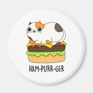 Aimant Jambon-Purr-Ger Funny Kitty Chat Hamburger Pun