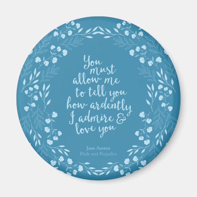 Aimant Jane Austen Fierté et préjugé Amour floral (Devant)
