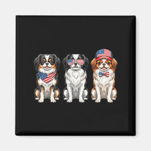 Aimant Japanese Chin 4 juillet Drapeau américain Chien