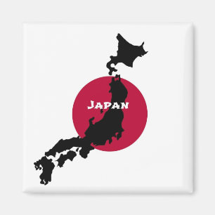 Aimant Japon - Carte Silhouette et drapeau
