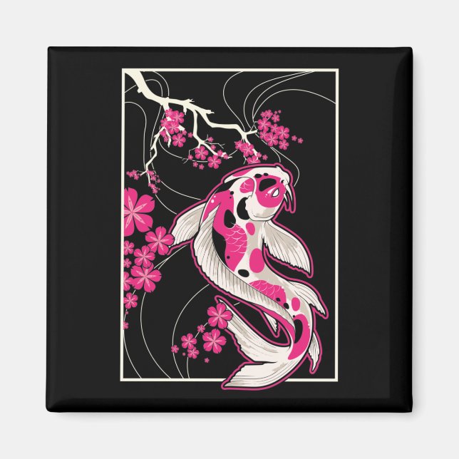 Aimant Japon Koi Poisson Fleur de Cerisier Japonais Nishi (Devant)