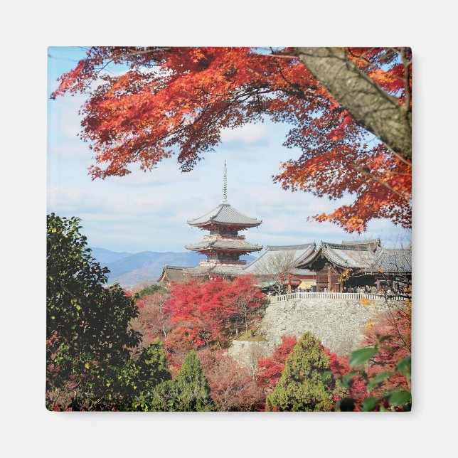 Aimant Japon, Kyoto. Kiyomizu temple en couleur d'automne (Devant)