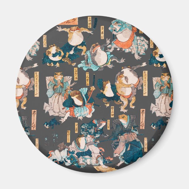 Aimant Japonais Frog Woodblock ukiyo-e héros de dessin an (Devant)