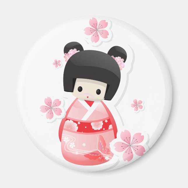 Aimant Japonais Geisha Doll - série buns (Devant)