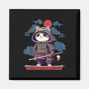 Aimant Japonais Samurai Chat Tattoo Kawaii Ninja Chat Ani
