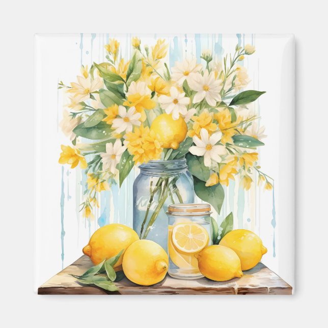 Aimant Jar à fleurs de citron d'été (Devant)