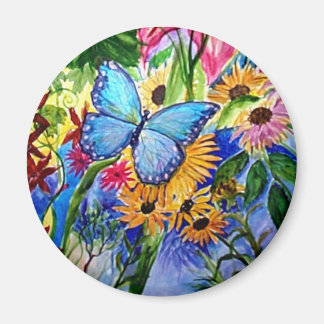 Aimant Jardin aux papillons bleus