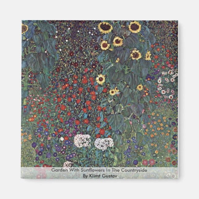 Aimant Jardin Avec Fleurs De Soleil À La Campagne (Devant)