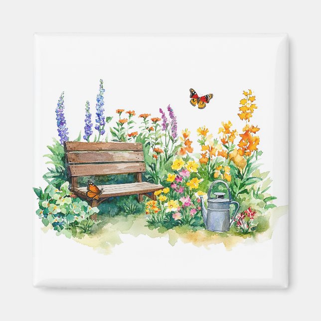 Aimant Jardin d'été avec papillons (Devant)