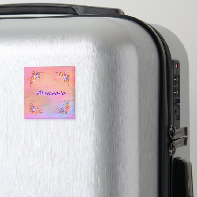 Aimant Jardin floral rose aquarelle Élégante Personnalise (In Situ (Bagages))
