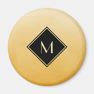 Aimant Jaune Brossé Élégant Avec Monogramme Or Simple