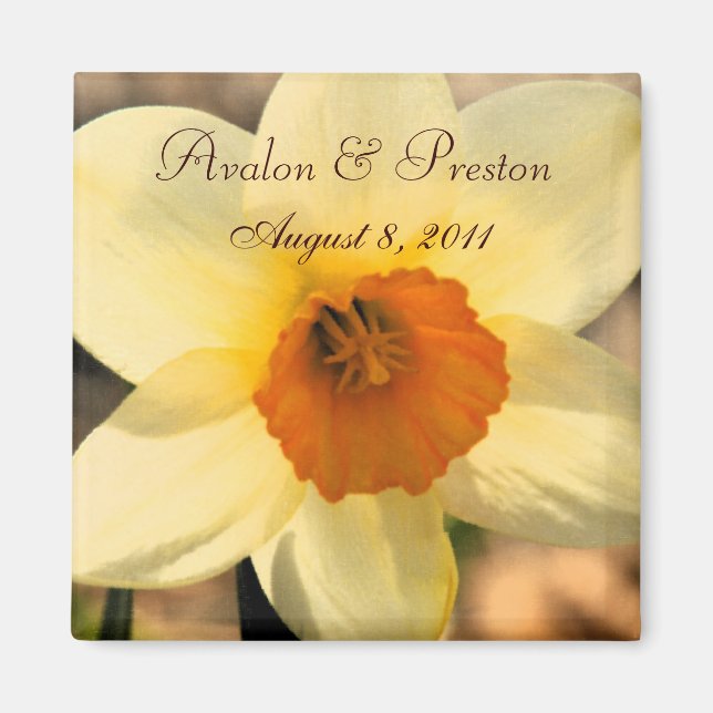 Aimant Jaune Daffodile Floral Enregistrer L'Aimant Date (Devant)