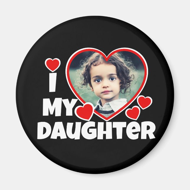 Aimant J'Coeur Ma Fille Photo Personnalisée (Devant)
