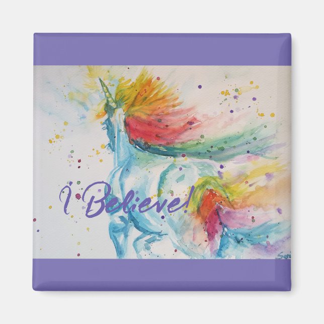 Aimant Je Crois En Unicorns Sticker Rainbow Cute Girls (Devant)