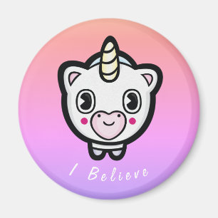Aimant Je crois la licorne Ombre Magent d'Emoji