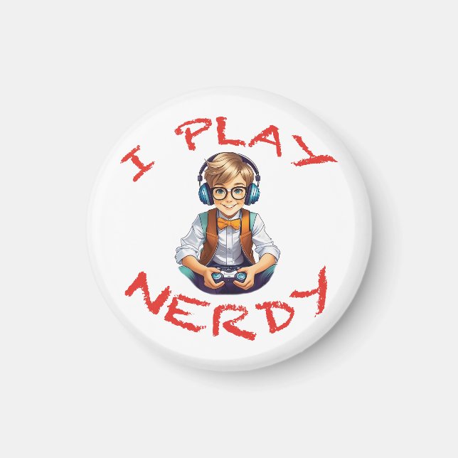 Aimant Je joue au gamer nerdy (Devant)
