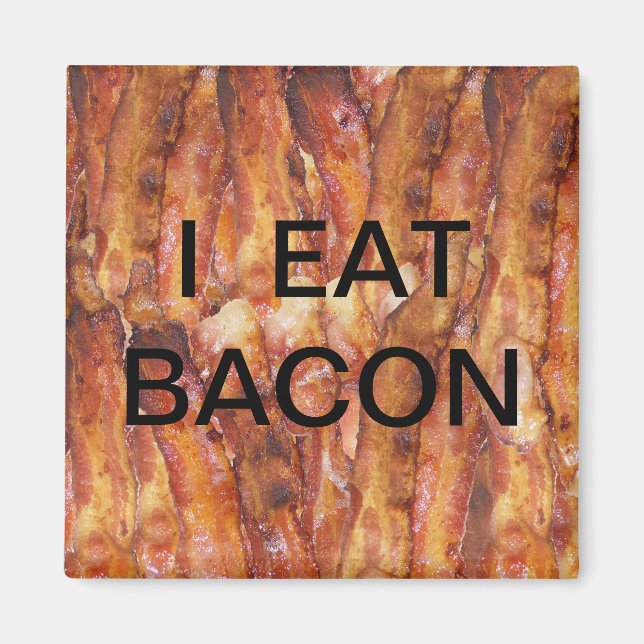 Aimant Je mange du texte Bacon avec Arrière - plan (Devant)