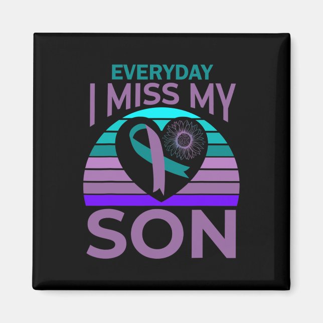 Aimant Je Manque Mon Fils Coeur Tournesol Suicide Sensibi (Devant)
